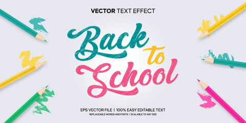 Fototapeta drawing pencil color back to school editable text effect obraz