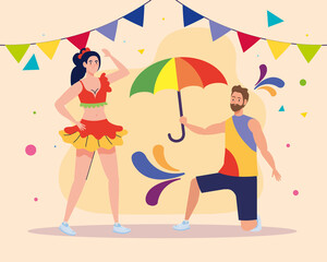 dancers couple with umbrella