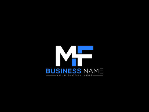 Alphabet MF Logo Letter Vector, Colorful Mf fm Logo Icon Design With Blue and White Color Symbol Image For Business