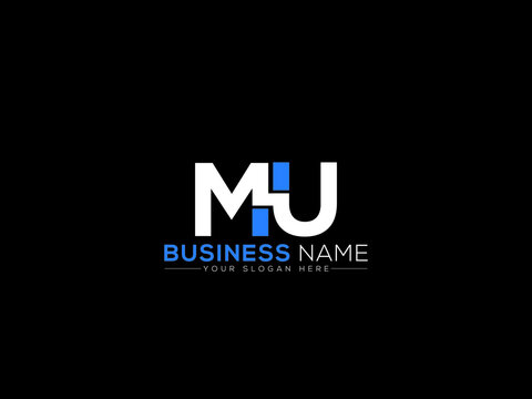 Alphabet MU Logo Letter Vector, Colorful Mu um Logo Icon Design With Blue and White Color Symbol Image For Business