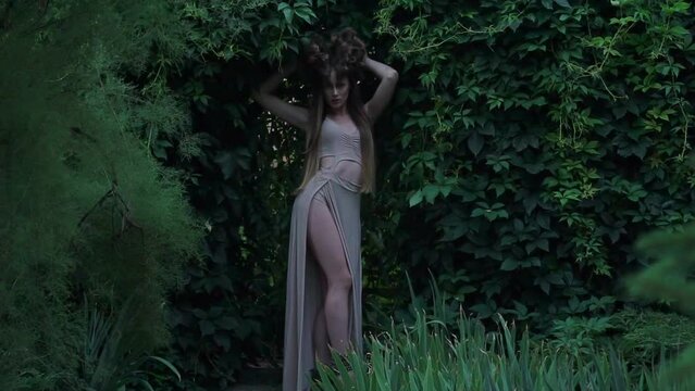 Slow Motion Elf woman in a magical forest