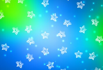 Light Blue, Green vector layout with bright stars.