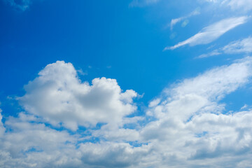 春の青空と雲　背景素材　4月　コピースペース