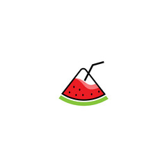 Watermelon juice logo illustration . Vector minimalist design.