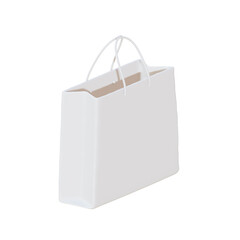 White paper bags for shopping 3d render , with clipping path , isolated on white  background , 3D Rendering illustration