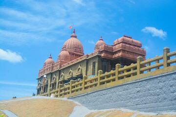 Vivekananda Rock Memorial located in the Indian Ocean near Kanyakumari, India.
