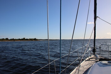 Sailing on Lake Victoria, Gippsland Lakes, Central Gippsland, Victoria, Australia.