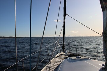 Sailing on Lake Victoria, Gippsland Lakes, Central Gippsland, Victoria, Australia.