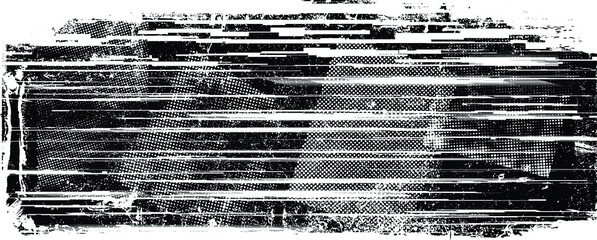Glitch distorted grungy shape . Noised grange texture. Textured and glitched shapes .Grunge texture. Screen print and noise effect .Vector overlay background with a halftone dots screen print texture. - obrazy, fototapety, plakaty