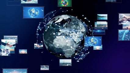 Global communication network concept. Internet movie concept. Video distribution service. Streaming...