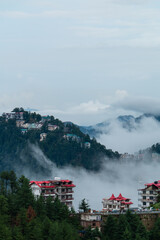 Shimla cityscape aerial view a scenic hill station in the Himalayas at Himachal Pradesh