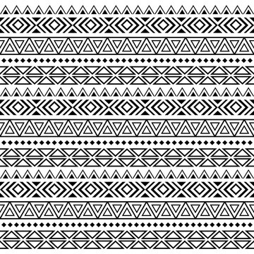 Polynesian Maori Aztec Tribal Seamless Pattern. Background For Fabric, Wallpaper, Card Template, Wrapping Paper, Carpet, Textile, Cover. Ethnic Tattoo Style Pattern
