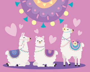 sweet llamas with hearts