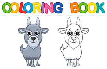 Farm animal for children coloring book. Vector illustration of goat in a cartoon style