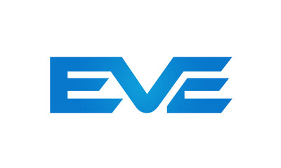 Connected EVE Letters logo Design Linked Chain logo Concept