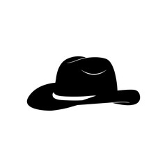 Cowboy Hat Black and White Icon Design Element on Isolated White Background