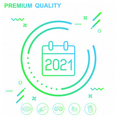 Calender 2021 icon illustration - modern design 01.