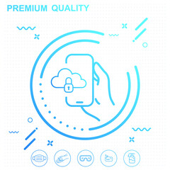 Coud, data, security icon illustration - modern design 002