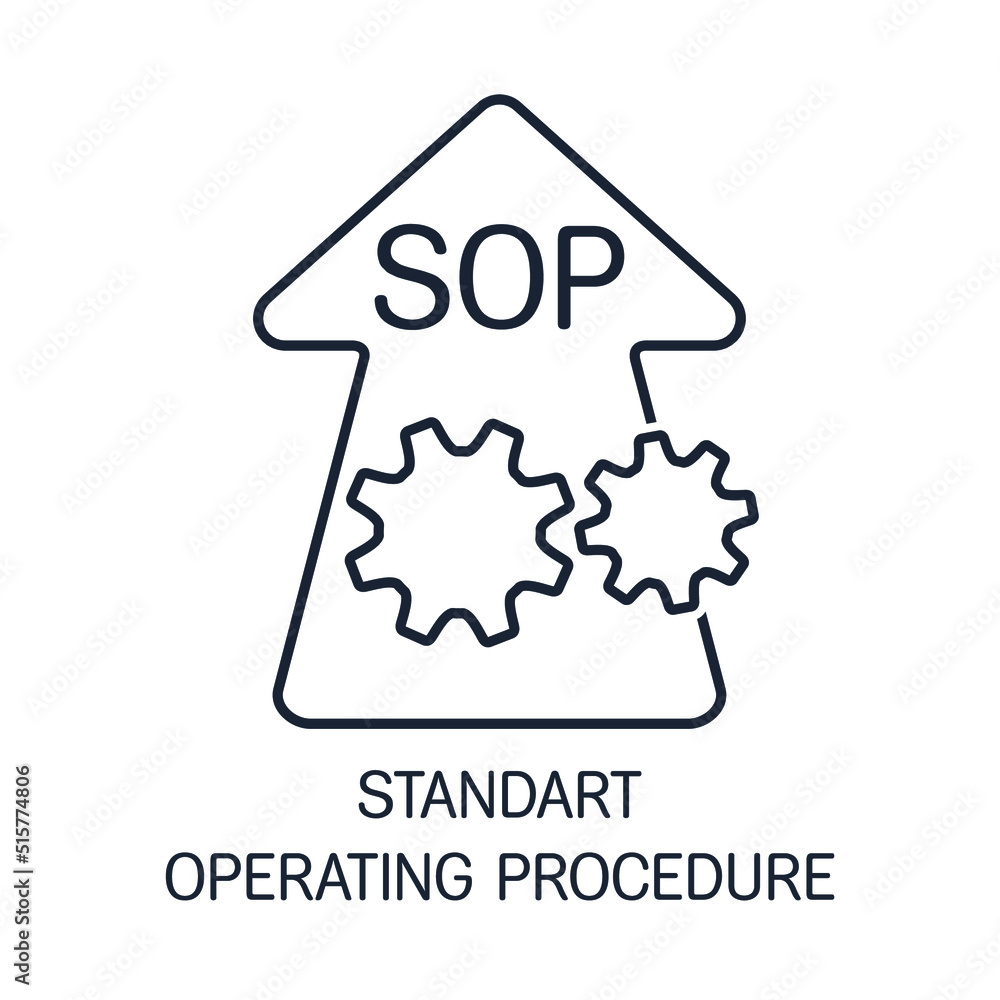 Poster standard operating procedure.sop. vector linear icon isolated on white background.