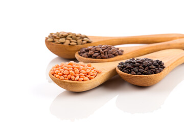 lentils in spoon isolated