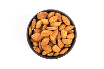 Almonds on a white background