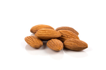 Almonds on a white background