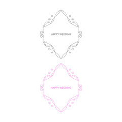 Happy Wedding Creative Symmetry Labels isolated On White