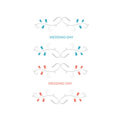 WEDDING DAY SIMPLE DESIGN ORNAMENTS SET ISOLATED ON WHITE