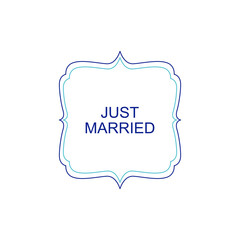 Just Married Simple Ornamental Tag Perfect for Wedding Agencies isolated On White