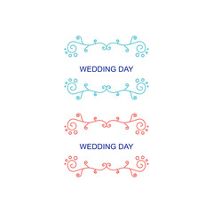 WEDDING DAY SIMPLE DESIGN ORNAMENTS SET ISOLATED ON WHITE