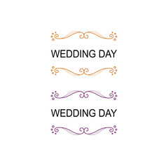 WEDDING DAY SIMPLE DESIGN ORNAMENTS SET ISOLATED ON WHITE