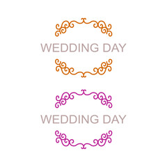 WEDDING DAY SIMPLE DESIGN ORNAMENTS SET ISOLATED ON WHITE