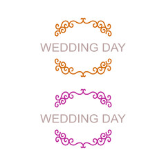 WEDDING DAY SIMPLE DESIGN ORNAMENTS SET ISOLATED ON WHITE
