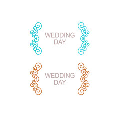 WEDDING DAY SIMPLE DESIGN ORNAMENTS ISOLATED ON WHITE