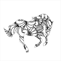 Fototapeta na wymiar silhouette of horse. Horse animal mandala coloring book page . Horse vector illustration