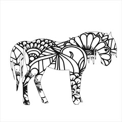 silhouette of horse. Horse animal mandala coloring book page . Horse vector illustration