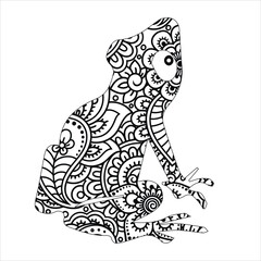 animal mandala  frog  coloring book page silhouette of frog  vector illustration