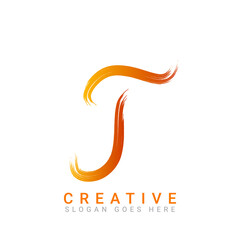 Letter T abstract logo design. Colorful glossy logotype vector design template in white background