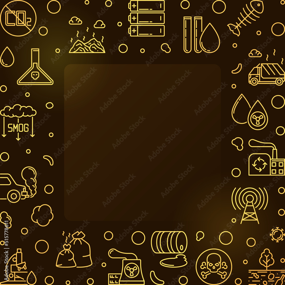 Poster environment or nature pollution vector colorful line square frame