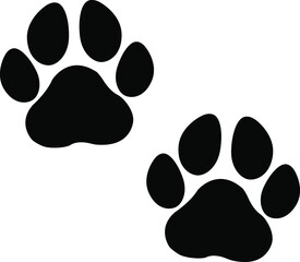 Black silhouette of a paw print on a white background