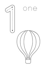 Flashcard number 1. Preschool worksheet. Black and white transport.
