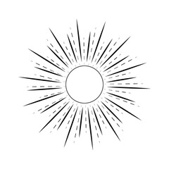 Obraz premium Boho sunrise logo, sun line art vector. Sunset stock vector logo design 