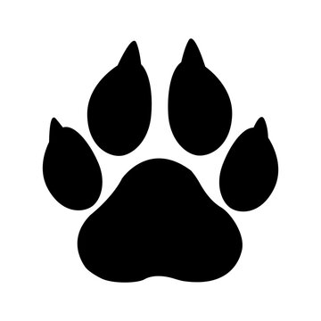 Black silhouette of a paw print on a white background
