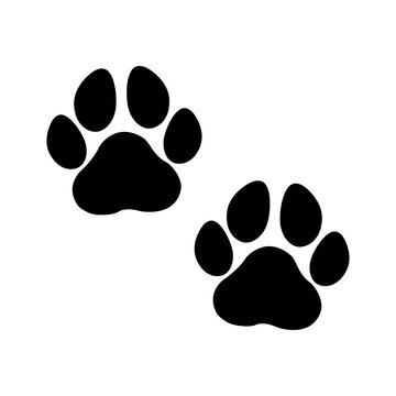 Black silhouette of a paw print on a white background