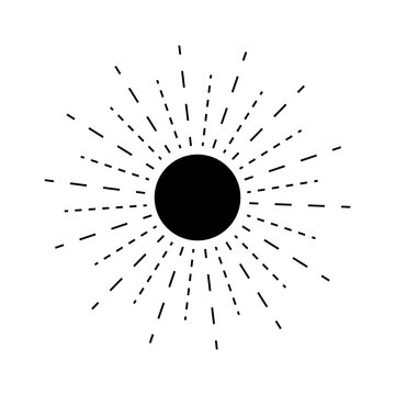 Boho sunrise logo, sun line art vector. Sunset stock vector logo design