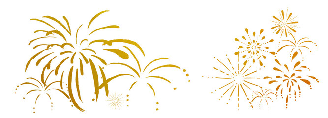金色の花火のフレームイラスト　背景イラスト