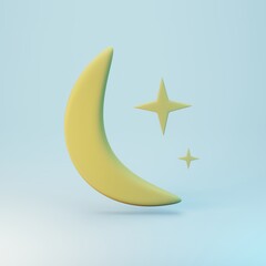 Fototapeta na wymiar moon and stars - weather forecast icon - 3d render illustration 