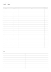 Note, scheduler, diary, calendar planner document template illustration. Daily plan form.