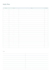 Note, scheduler, diary, calendar planner document template illustration. Daily plan form.