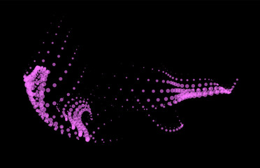 Math flow template for presentation. Light-emitting lines highlighting regularity space of particles. Ordered sinusoidal science. Processing a large data stream. Disappearing magical mysterious spots